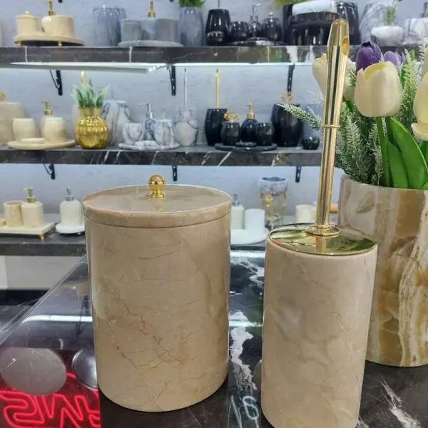 Sümeyra Marble Art Bej Banyo Seti