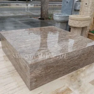 Sümeyra Marble Art Gümüş Traverten Orta Sehpa