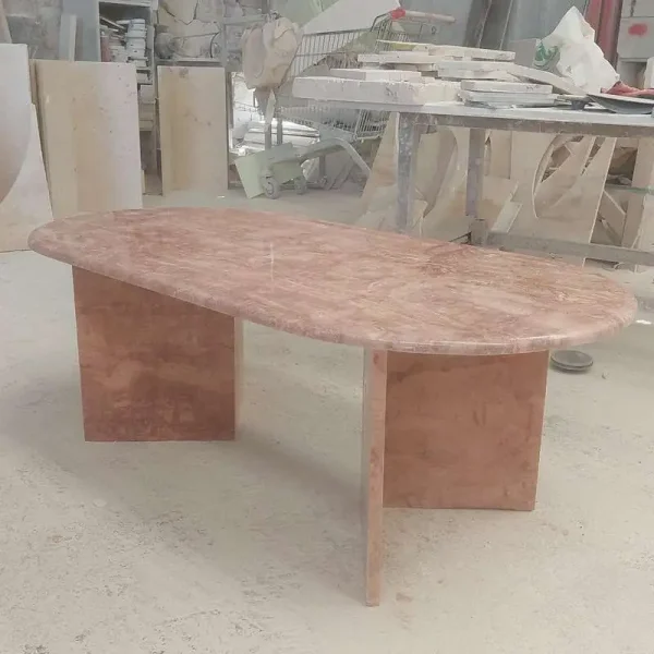 Sümeyra Marble Art Pembe Traverten Sehpa