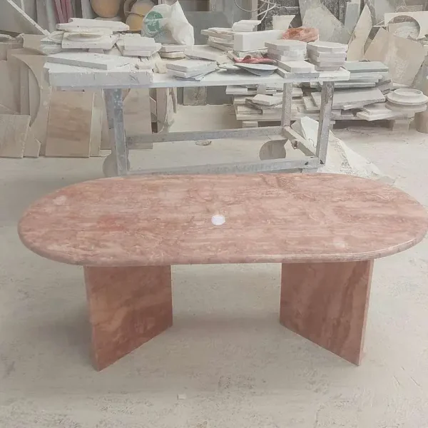 Sümeyra Marble Art Pembe Traverten Sehpa