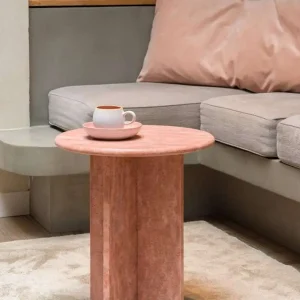 Sümeyra Marble Art Pembe Traverten Sehpa
