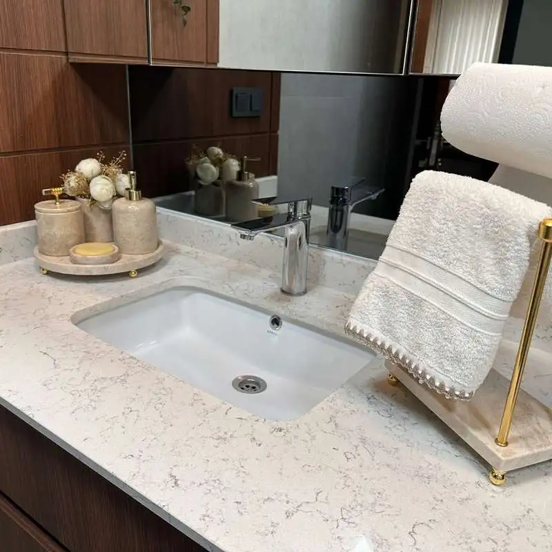 Sümeyra Marble Art Bej 5'li Banyo Seti