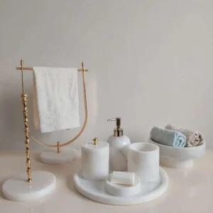 Sümeyra Marble Art Beyaz Banyo Seti