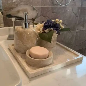 Sümeyra Marble Art Tepsili Bej Seti