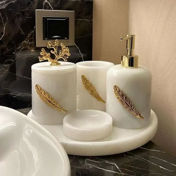 Sümeyra Marble Art Gold Kasnaklı Banyo Seti