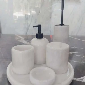 Sümeyra Marble Art Kahverengi Banyo Seti