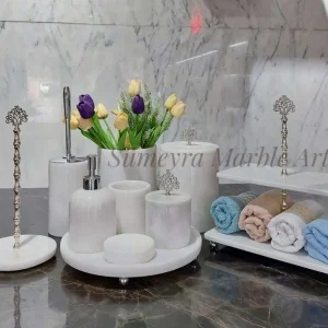 Sümeyra Marble Art Gold Kasnaklı Banyo Seti