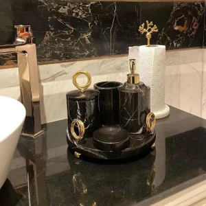Sümeyra Marble Art Sapphire Banyo Seti