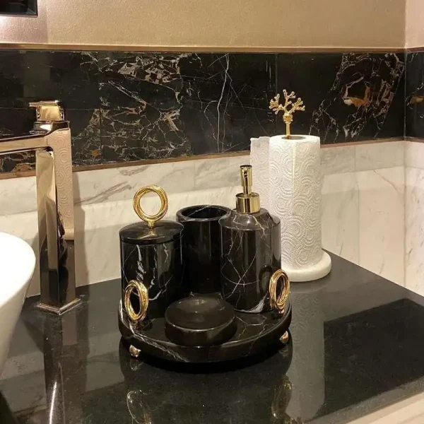Sümeyra Marble Art Sapphire Banyo Seti