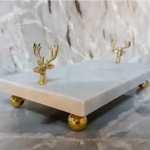 Sümeyra Marble ART Nordic Beyaz Mermer Sunum Tepsisi