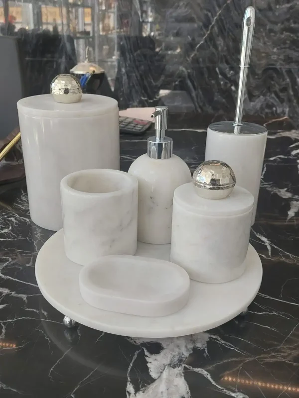 Sümeyra Marble Art Siyah YuvarlakTepsi